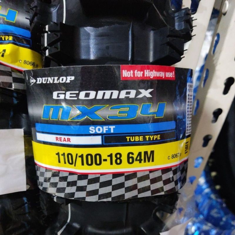ban trail Dunlop geomax MX34 ring 18 ukuran 110-100/18