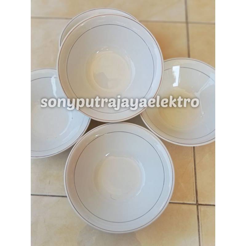 

Lezatoz_Genz [6Pcs]Mangkok List Emas Sunbrid 17Cm Mangkok Makan Keramik Mangkok Soto Dan Es Buah