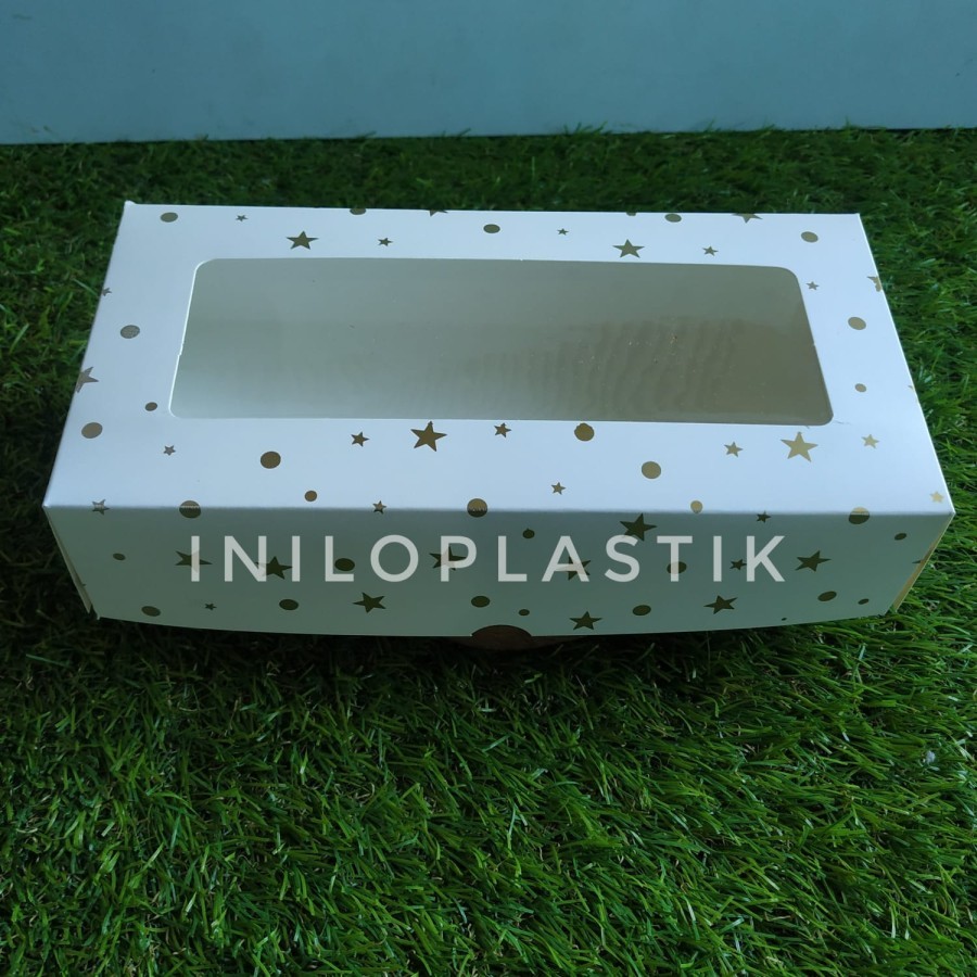 

Box 12x25x5 / Dus Motif / Kotak Kue Brownies Motif / Box Window White