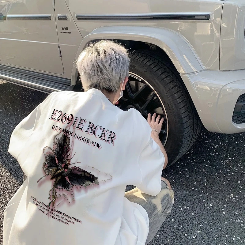 HIGH RAIN  baju pria oversize Kaos Pria Flower Butterfly Baju Distro Original 100% Retro Style Tshir