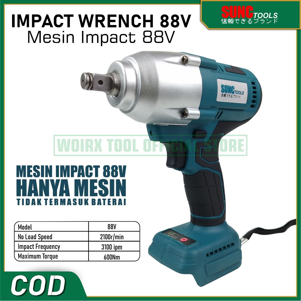 SUNC TOOLS Mesin Impact Wrench Baterai 88V 88Vf HANYA MESIN