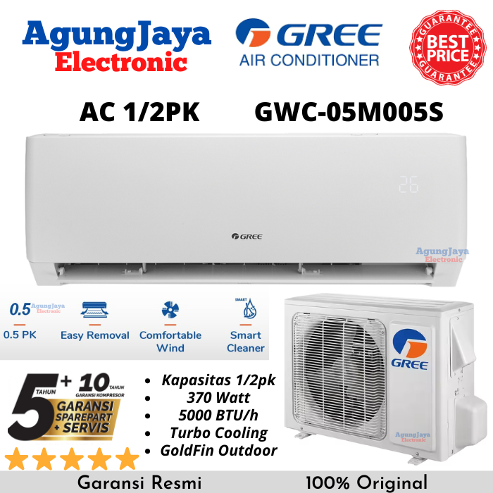 AC GREE 1/2 PK GWC-05M005S R32 PREMIUM GOLD FIN AC 0.5PK (CILEGON SERANG)