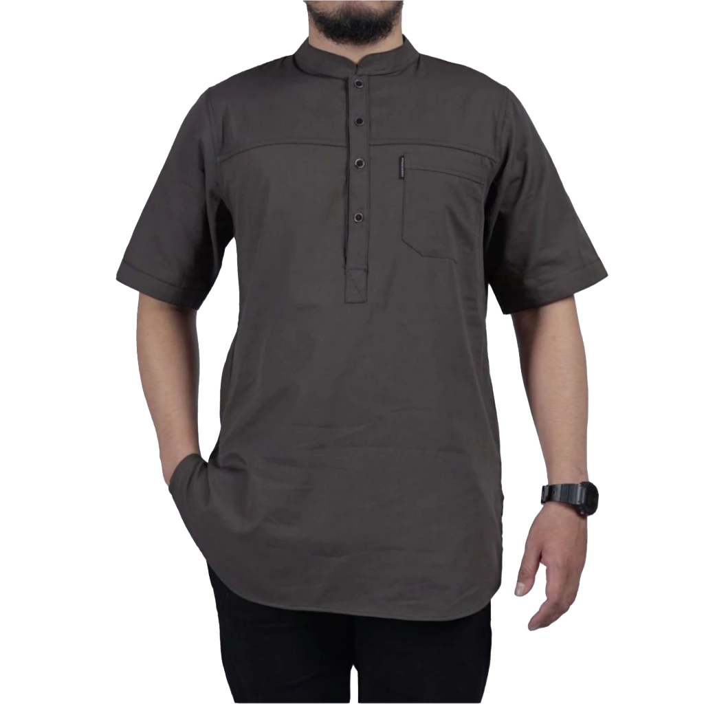 KHOIRUMMAH Kurta Hamzah Dewasa | Baju Muslim Pria Dewasa Tangan Pendek - Grey