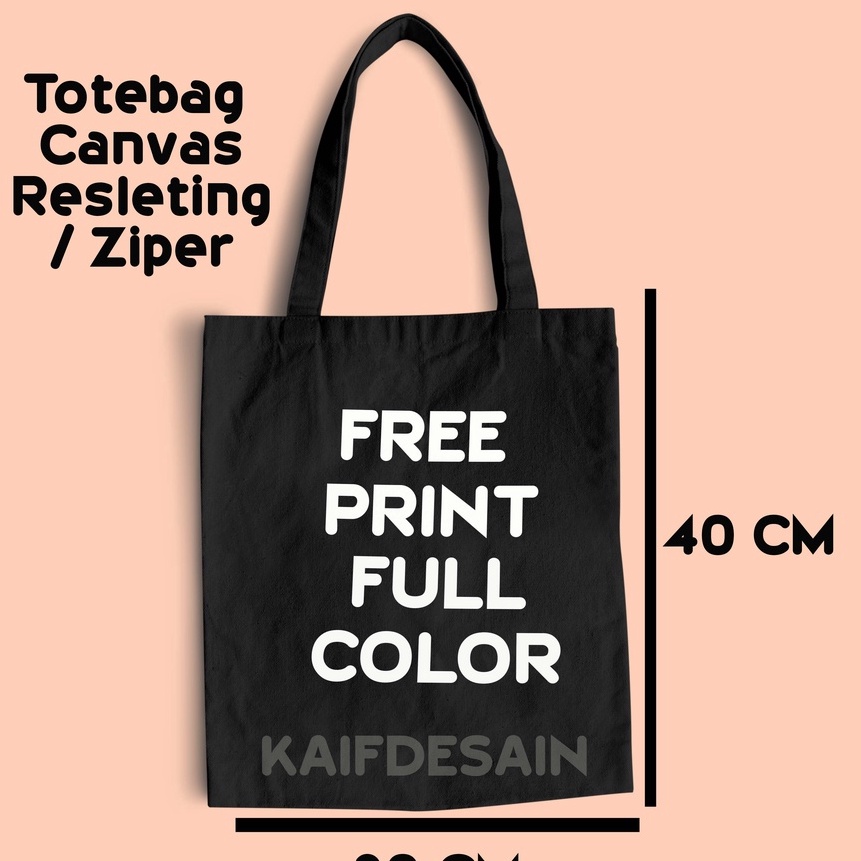 FG2 Tote bag Hitam drill Kanvas Tebal custom