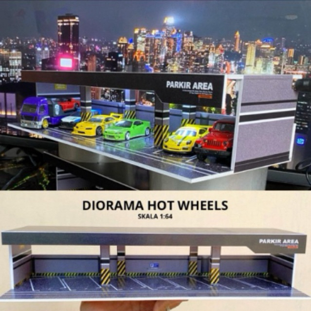 Diorama Basement Hot Wheels Skala 1:64 Parkir Miring