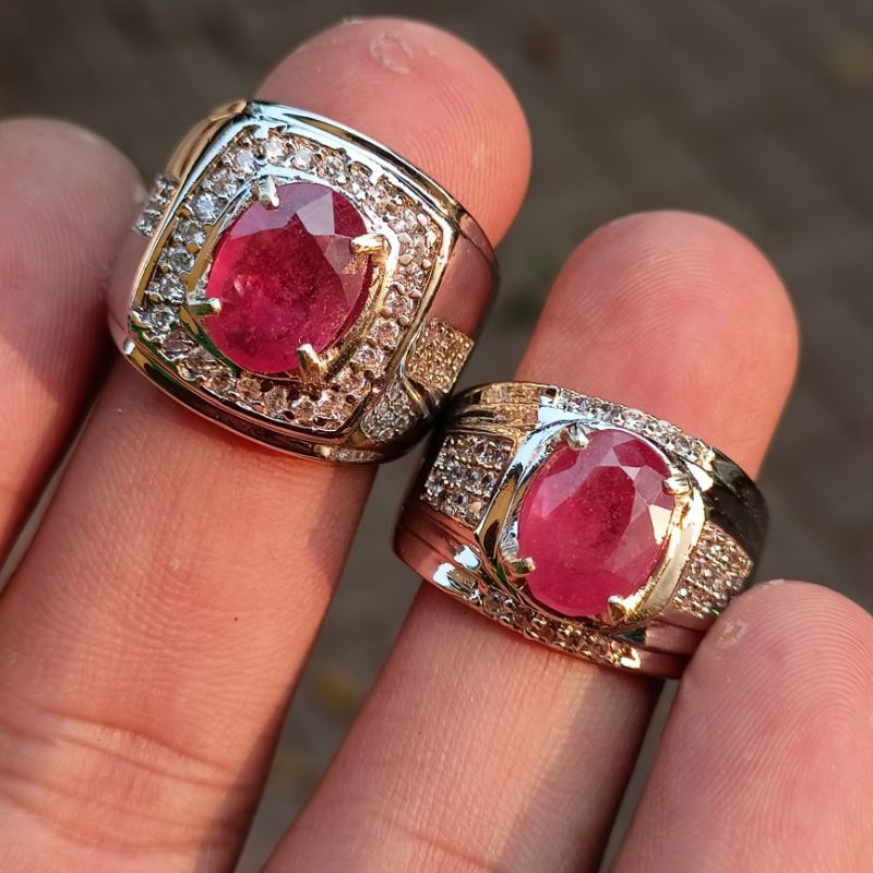 CINCIN BATU PERMATA RUBY KRISTAL FULL CUTTING ASLI 100% ORI