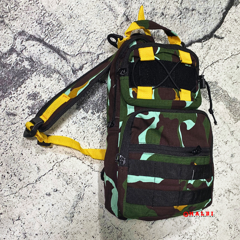 Tas Tactical Loreng PELOPOR BRIMOB Tas Slingbag List Kuning Tactical Tas Slempang Doreng BRIMOB POLR