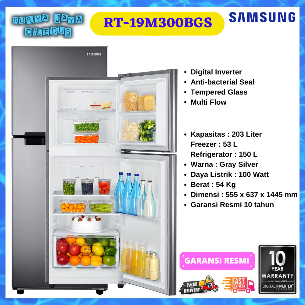 KULKAS SAMSUNG RT19M300, RT-19M300, RT 19M300 2 PINTU INVERTER