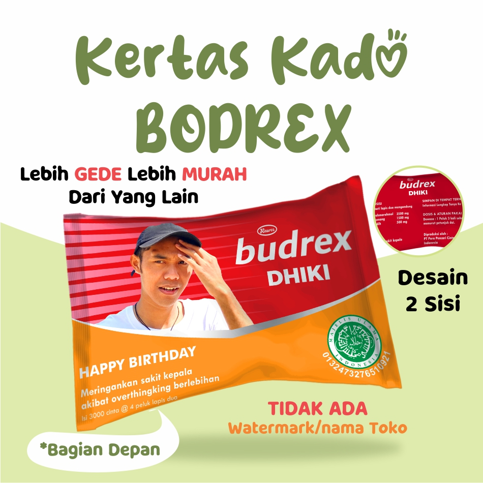 

KERTAS KADO CUSTOM BODREX DEPAN BELAKANG BUNGKUS KADO