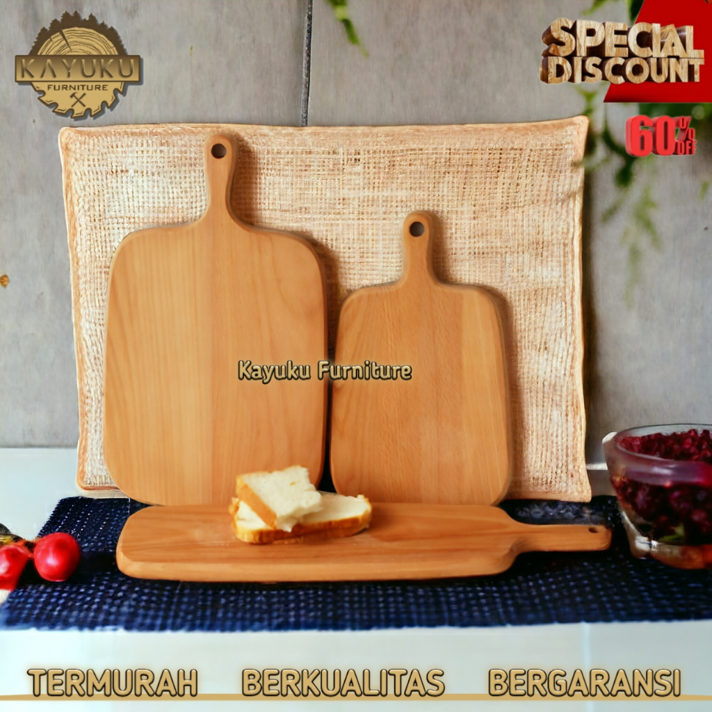 KayuKu Furniture Termurah Talenan  Kayu Mahoni & Kayu Jati Solid Utuh Tanpa Sambungan talenan kayu m