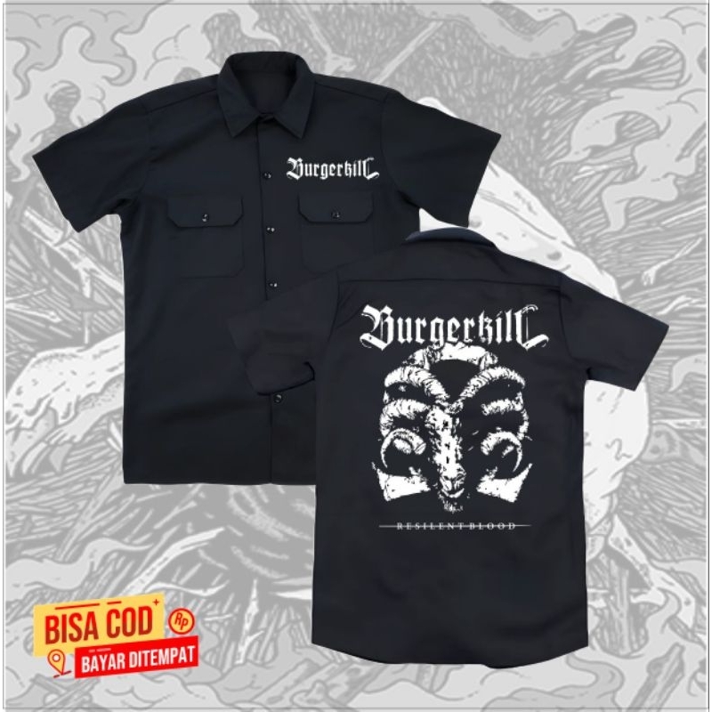 kemeja WORKSHIRT band metal BURGERKILL original distro - kemeja pendek BEGUNDAL BURGERKILL original 