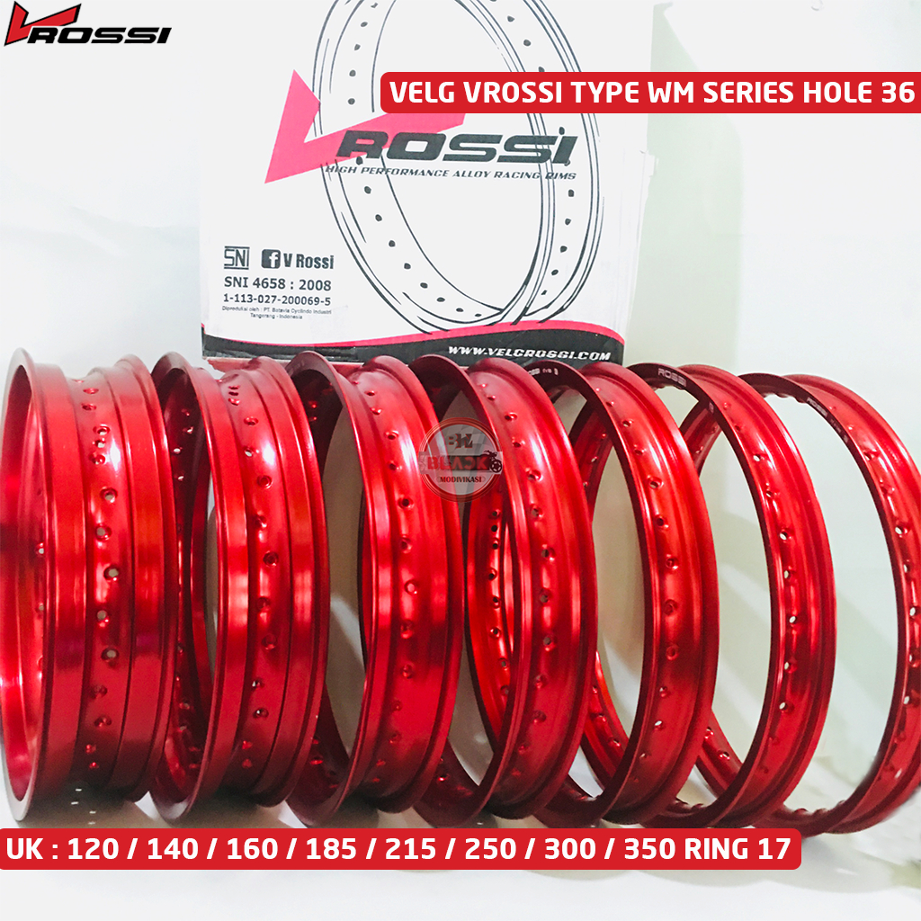 Velg Rossi TYPE WM UK 120 / 140 / 160 / 185 / 215 / 250 / 300 / 350  Ring 17 Hole Lubang 36 Merah / 