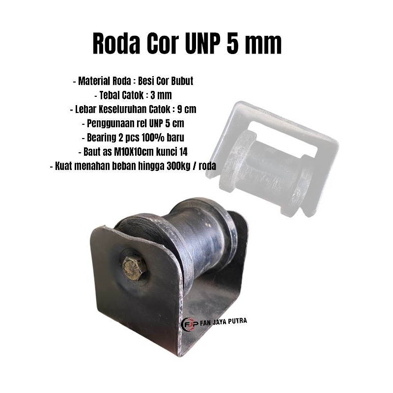 Roda Cor UNP 50mm | Roda Pintu Pagar Besi Canal UNP 5 cm