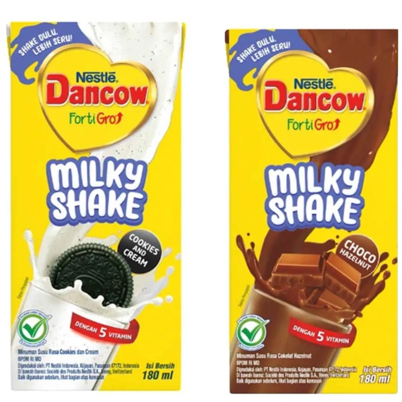 

Dancow susu cair milky shake ada vanila dan coklat kemasan 180 ml