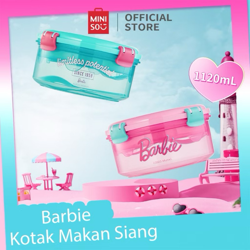 Miniso x Barbie Shining Collection Tempat Sayuran Salad Bowl Kotak Makan Siang Kotak Penyimpanan Mak