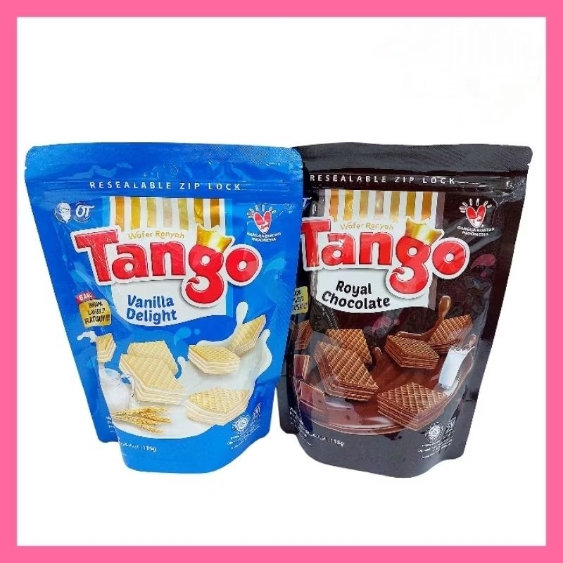 

wafer tango vanilla vanila chocolate cokelat 100g pouch zip lock