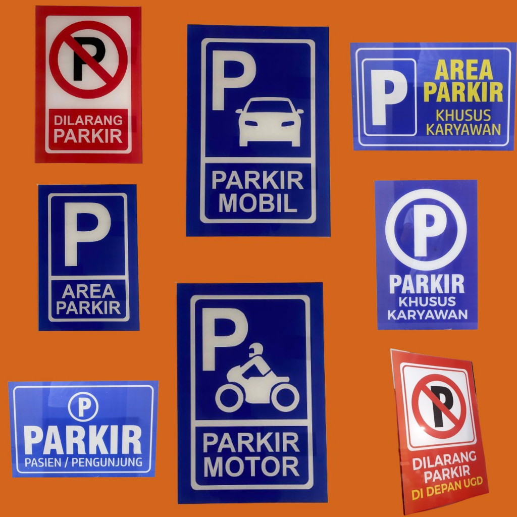 Akrilik Papan Penanda Parkir, Rambu Dilarang Parkir, Rambu Parkir