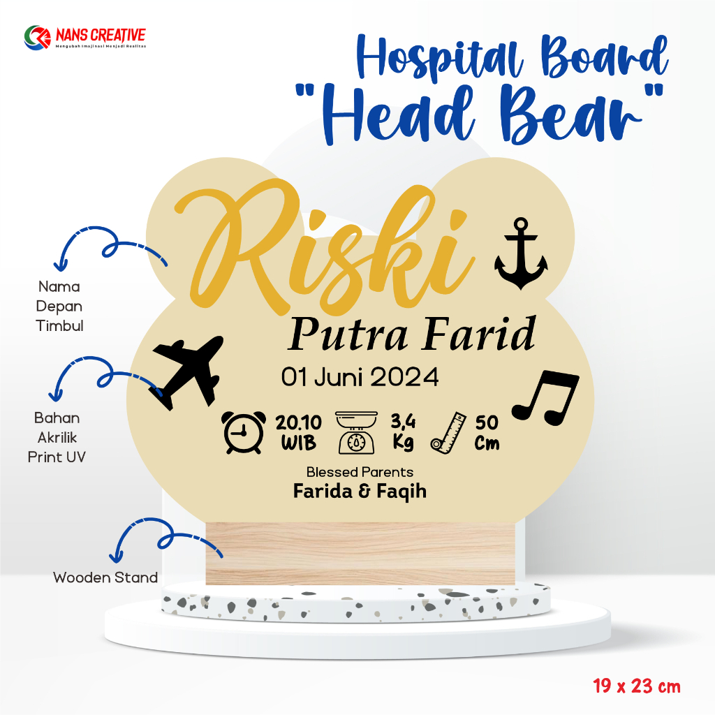 Head Bear Hospital Board | Hospital Board Akrilik | Biodata Baby Akrilik