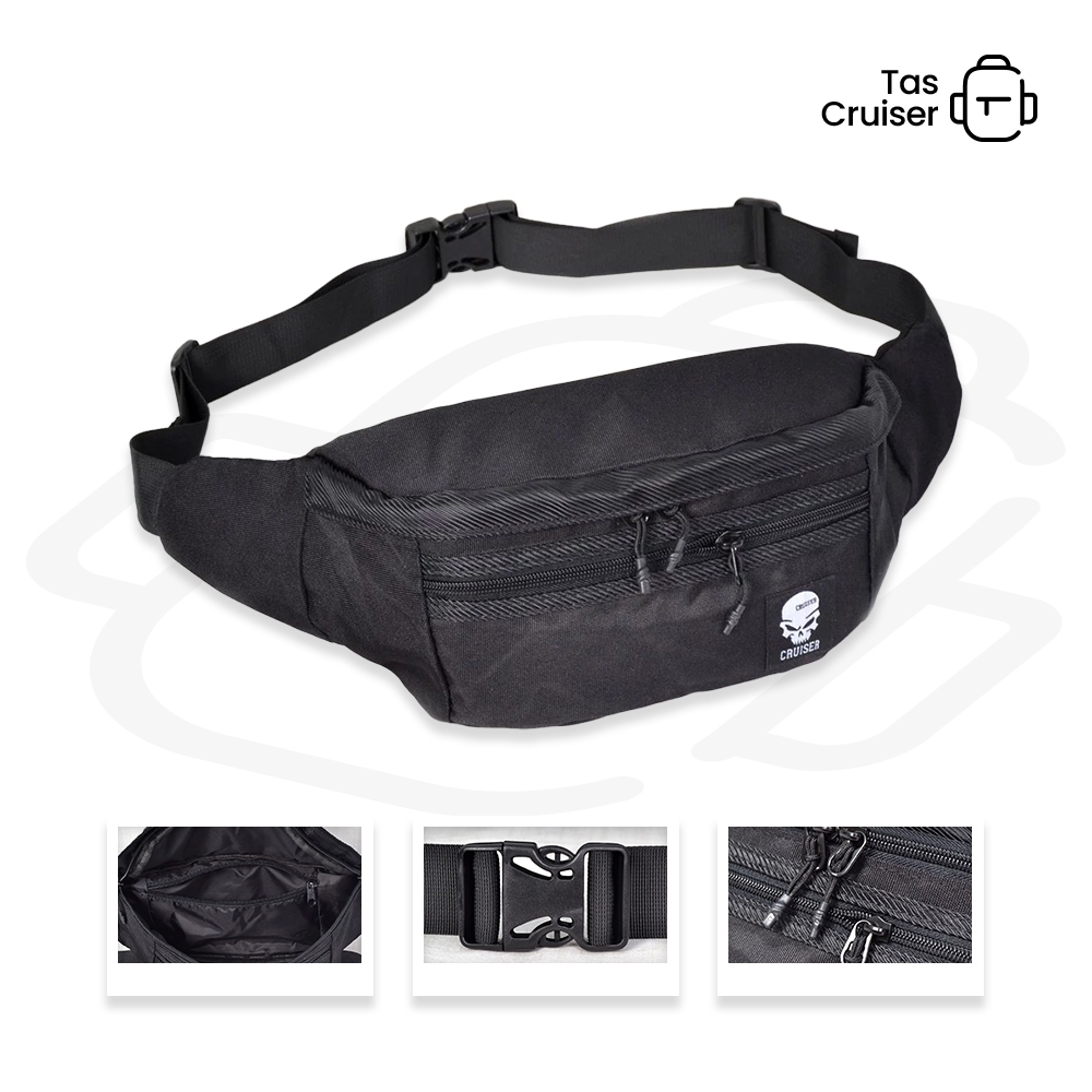 Tas Pria - Tas Pinggang Pria - Waistbag Cruiser Pria Hitam - Tas pinggang Pria 7657-3