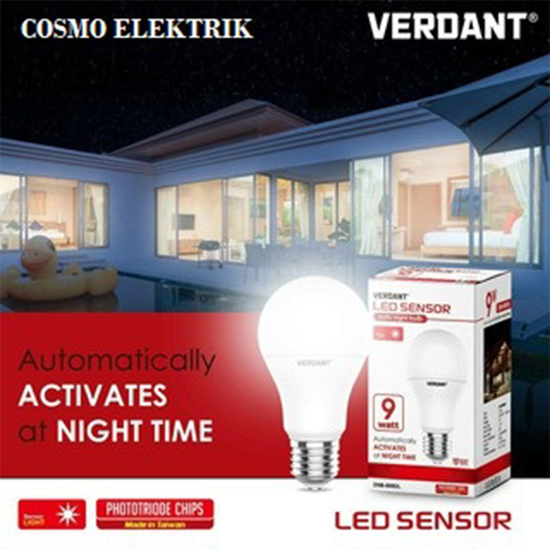 Lampu LED Bulb Sensor Cahaya Verdant 9w / Auto Night Light 9w
