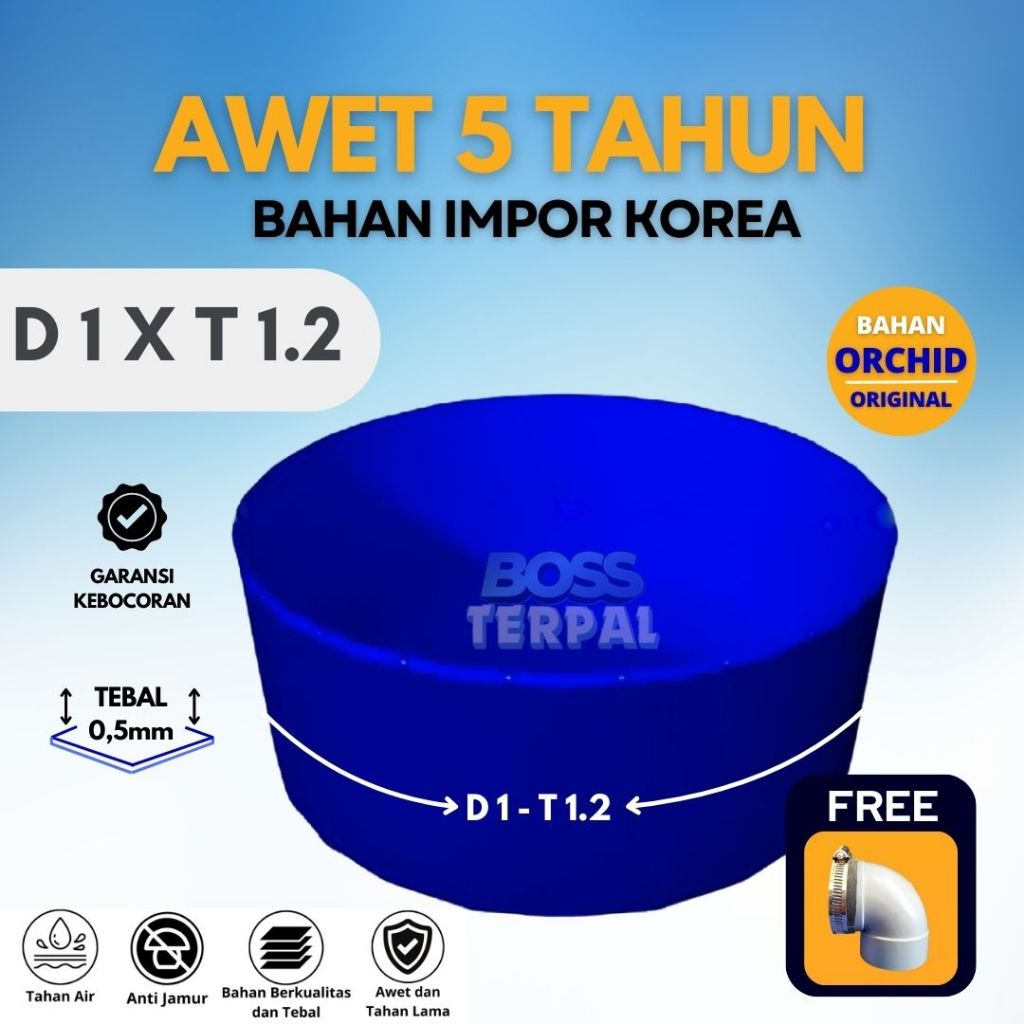 Terpal Kolam Ikan D1xT1.2 - Kolam Bulat Minimalis - Bak Koi