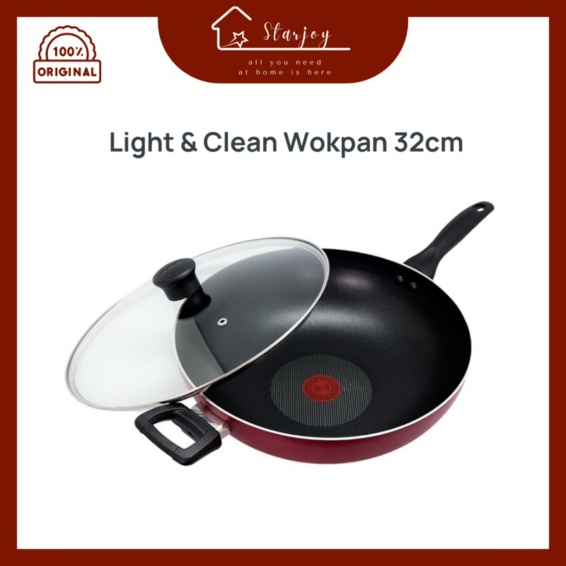 Tefal Light & Clean Wokpan 32cm Dengan Tutup | Tefal Wajan Anti Lengket