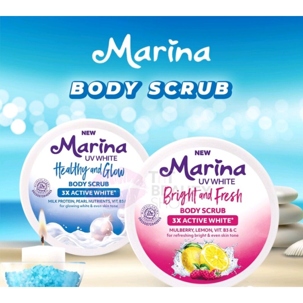 Marina Lulur 185ml - Marina UV White Body Scrub 185ml
