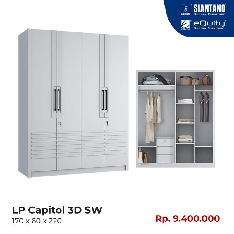 Lemari Pakaian 4 Pintu LP Capitol 3D SW