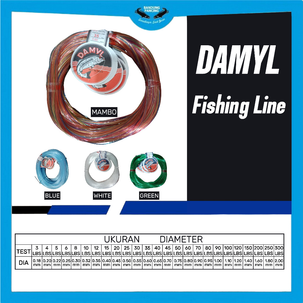 Senar Damyl Mambo ukuran 50 lbs - 150 lbs Fishing Line