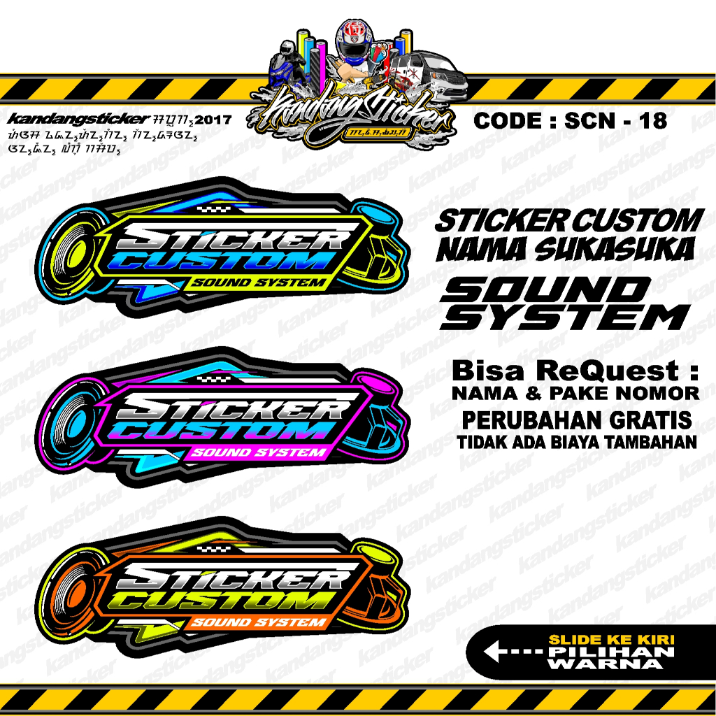 Stiker AUDIO SOUND SYSTEM Custom Satuan Nama Suka Suka Sticker Custom Stiker Timbul Sticker Motor St