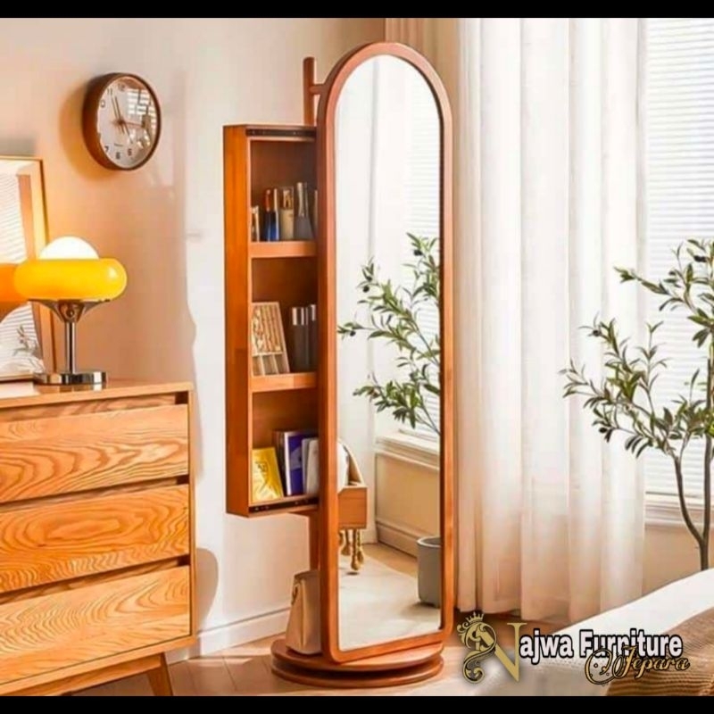 BEST SELLERMIROR JATI GNATUNGAN BAJU STANDING MIRROR MODERN RAK BAJU MEWAH