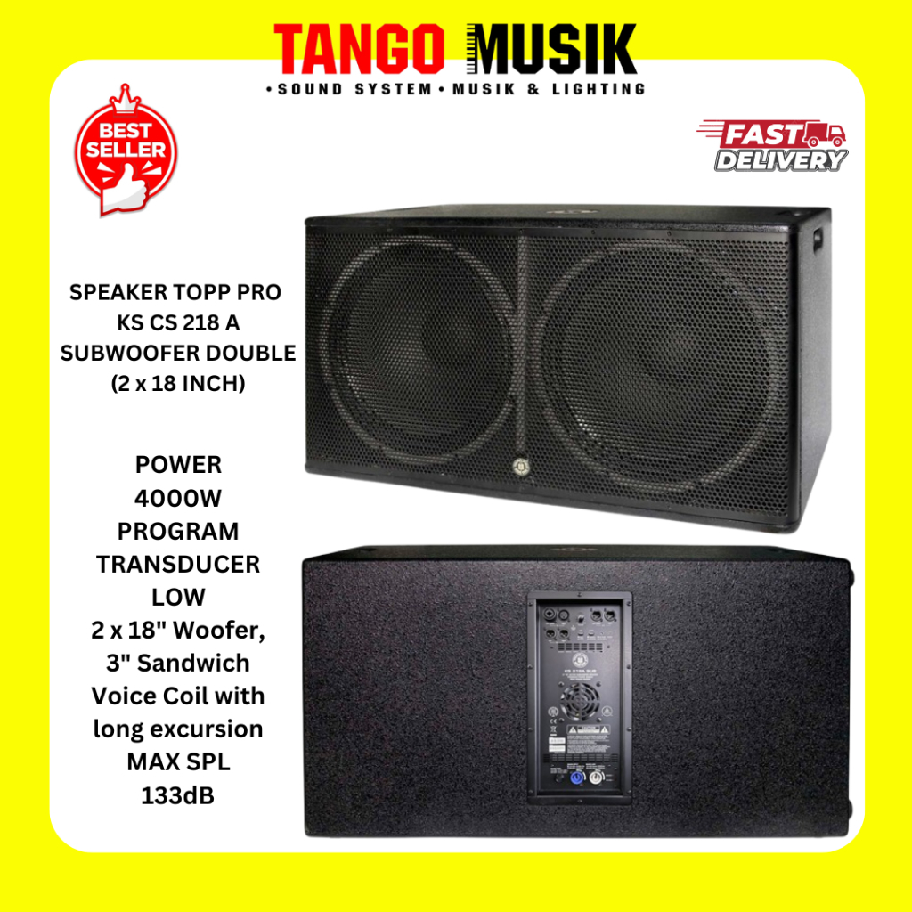 SPEAKER SUBWOOFER AKTIF DOUBLE 2X18 INCH LAPANGAN AULA TOPP PRO KS CS 218 A ORIGINAL (HARGA PER PASA