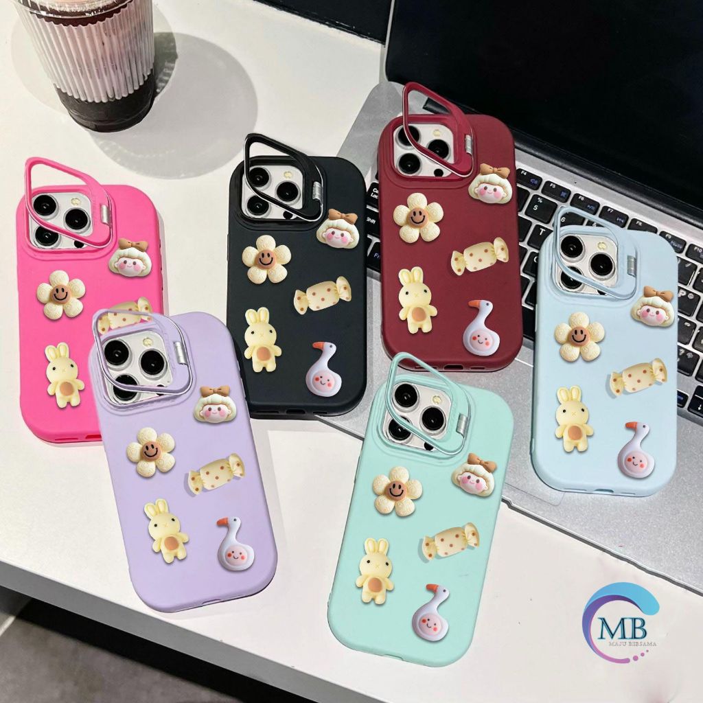 GC105 3D Cutie Doll Caracter Macaron Stand Softcase/ Casing Hp Compatible For REALME 2 PRO 5 10 11 C