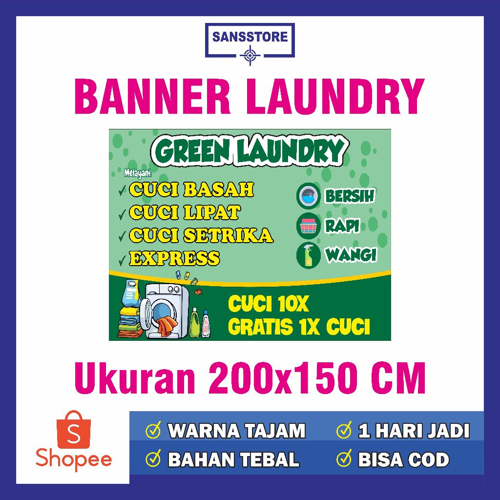 BANNER LAUNDRY 200X150 CM SPANDUK BANNER BENNER