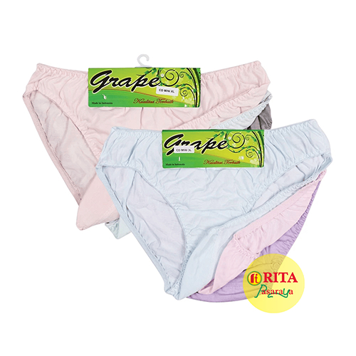 Grape 3Pcs Celana Dalam Wanita Basic Polos Ladies Panty Cd Mini 3S