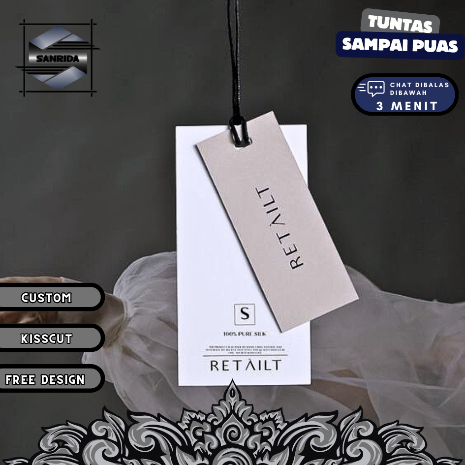 

Sanrida Hang Tag Termurah Produk Label Baju Cetak Hangtag Pakaian Produk Custom Free Desain