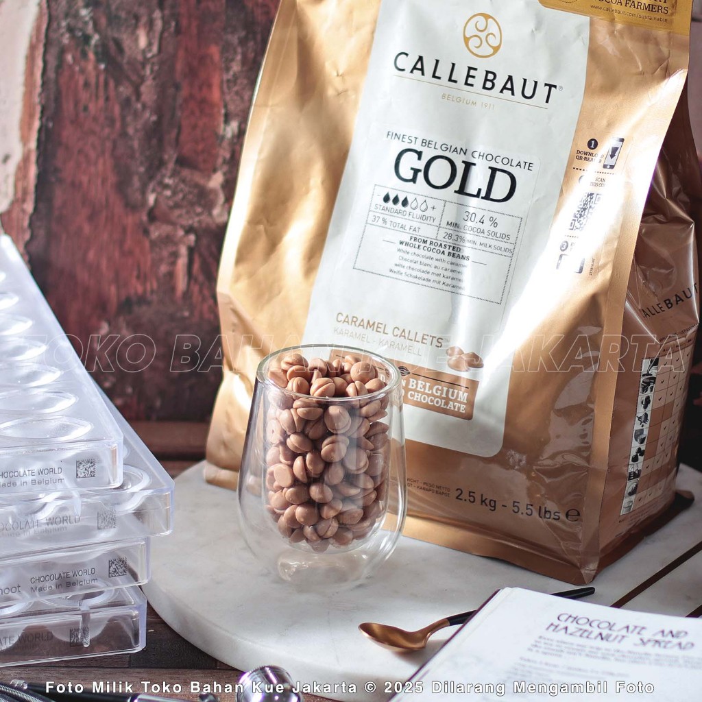 

Callebaut Chocolate Couverture GOLD Coin Caramel 30,4% 1kg Repack