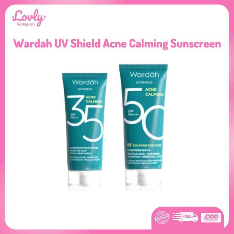 Wardah UV Shield Acne Calming Sunscreen Moisturizer untuk komedo, jerawat dan bekas jerawat, kulit b