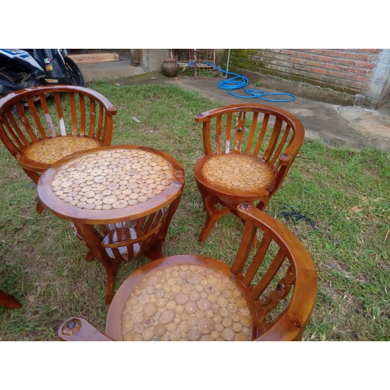 kursi teras kursi 4 meja 1 kayu jati minimalis jepara