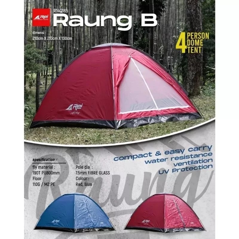 Tenda Camping Raung B Kapasitas 4 Orang Arei Outdoorgear (Bonus Flysheet 3x3)