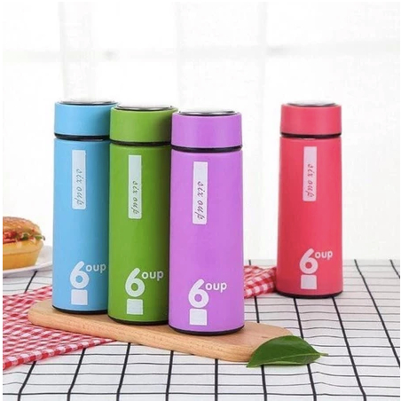 ❤LOLA❤  BOTOL 6OUP | Botol Minum Kaca Six Oup 450ml Beling cover plastik 6oup logo BOTOL AIR TAHAN P