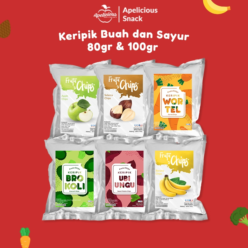 

APELICIOUS Keripik Buah Kripik Sayur Kripik Cemilan Buah Apel Nangka Salak Pisang Fruta 100gr/80gr