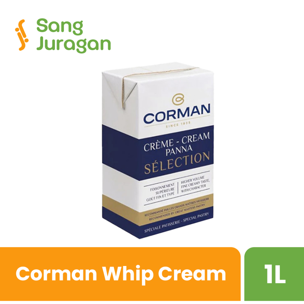 

Corman Whipping Cream Panna 1 Liter / Corman Whip Cream 1lt 35% Fat Heavy Cream Dairy Cream Krim Kental