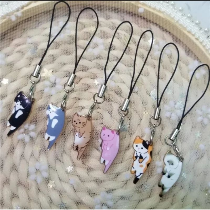tali gantungan hp phone charm flashdisk motif kucing gantung