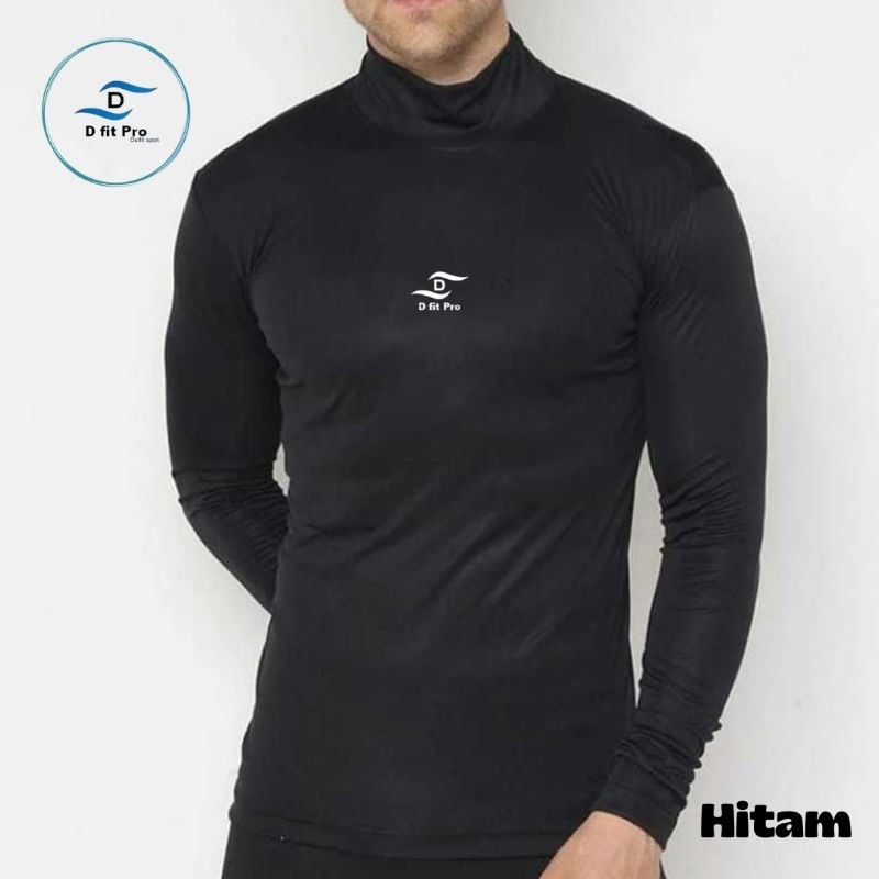 Manset lengan panjang/Manset olahraga pria/Baselayer lengan panjang leher tinggi