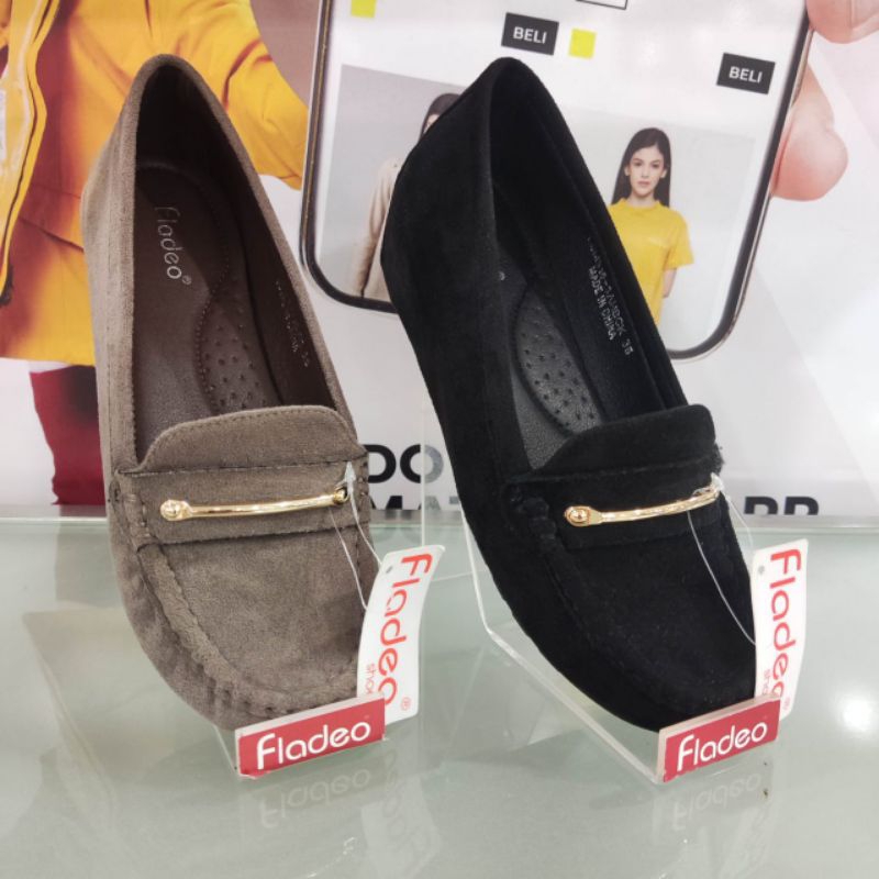 FLADEO ORIGINAL❗Sepatu Moccasin Beludru Slip On Wanita