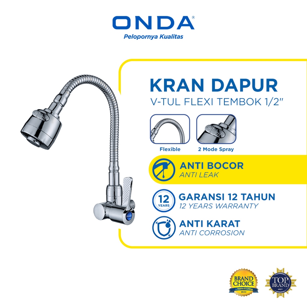 ONDA Kran Dapur Cuci Piring Angsa Fleksibel V-TUL FLEXI TEMBOK 1/2"