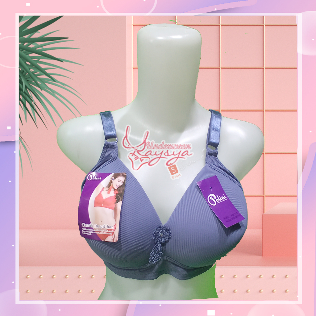 BH/Bra Motif Salur Polini  A171 Cup Super Jumbo Busa Tipis Tanpa Kawat Ukuran 46-52