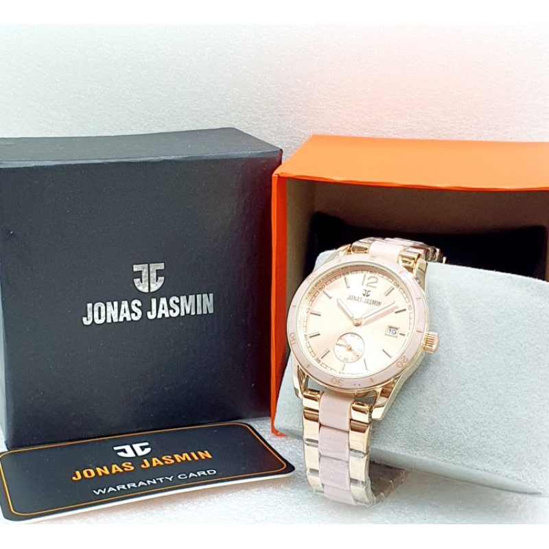 Jam tangan wanita Jonas Jasmin original 2218 analog, rantai combi keramik