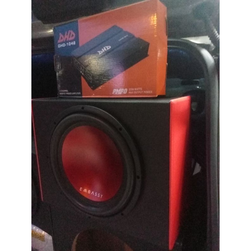paket audio mobil.subwofer embassy box power dhd